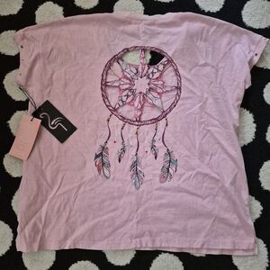 Sugar Light Pink Dreamcatcher Vintage Destroyed Style Graphic Tee Small NWT